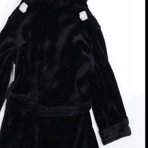 4Kidz Girls Black Solid Fleece Kimono Robe Size 4-5 Years