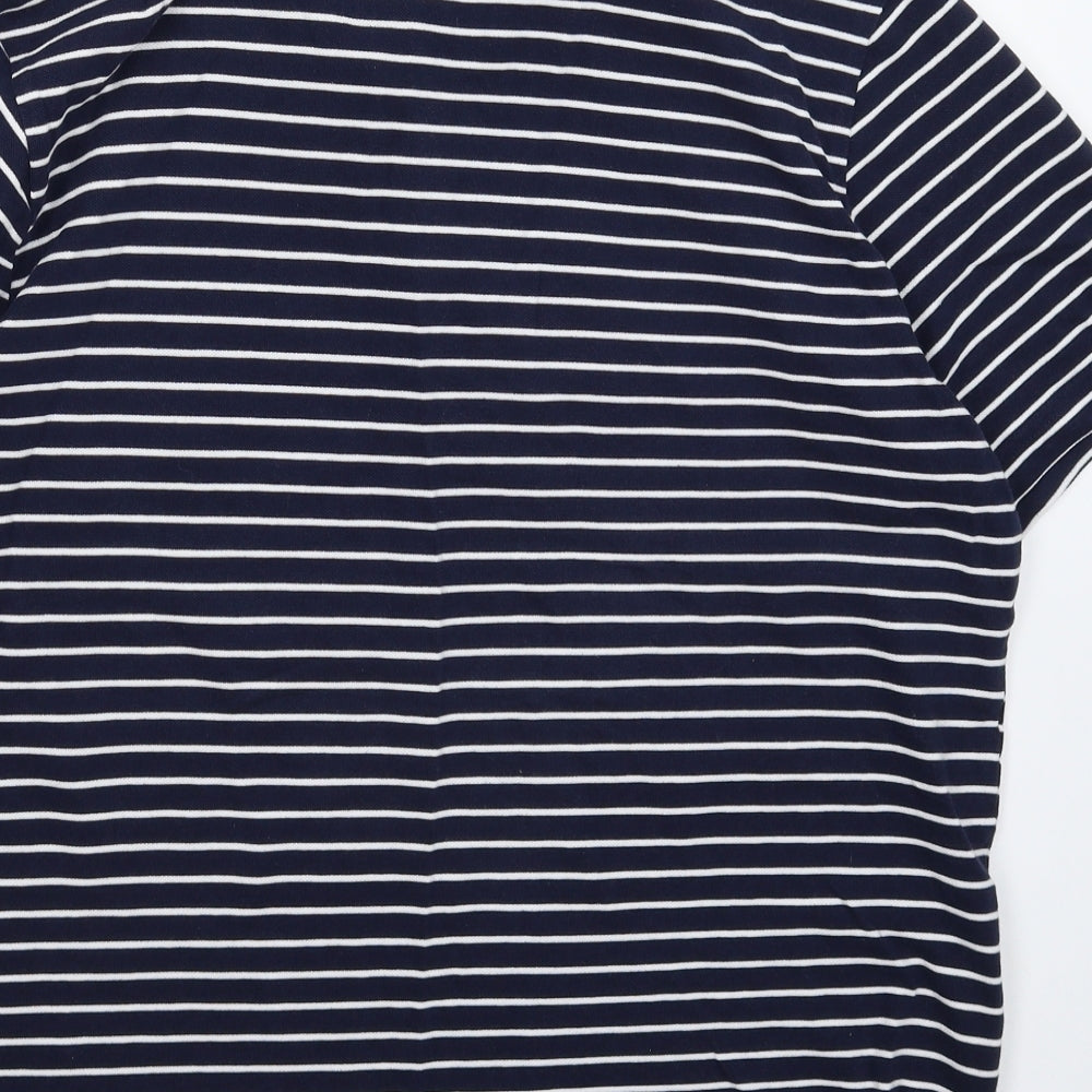 George Mens Blue Striped   Polo Size L