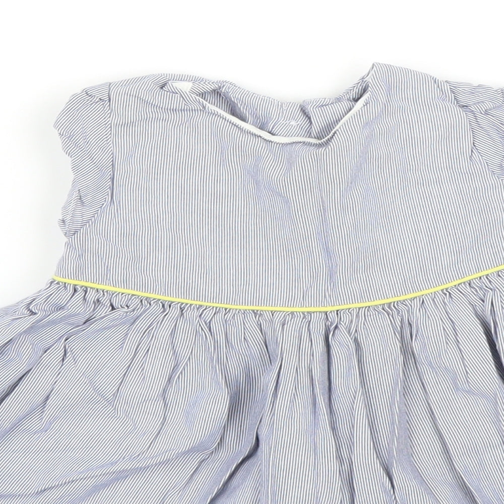 M&S Girls Blue Striped  A-Line  Size 9-12 Months