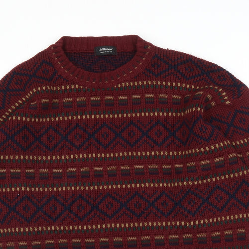 St Michael Mens Purple Argyle/Diamond  Pullover Jumper Size L
