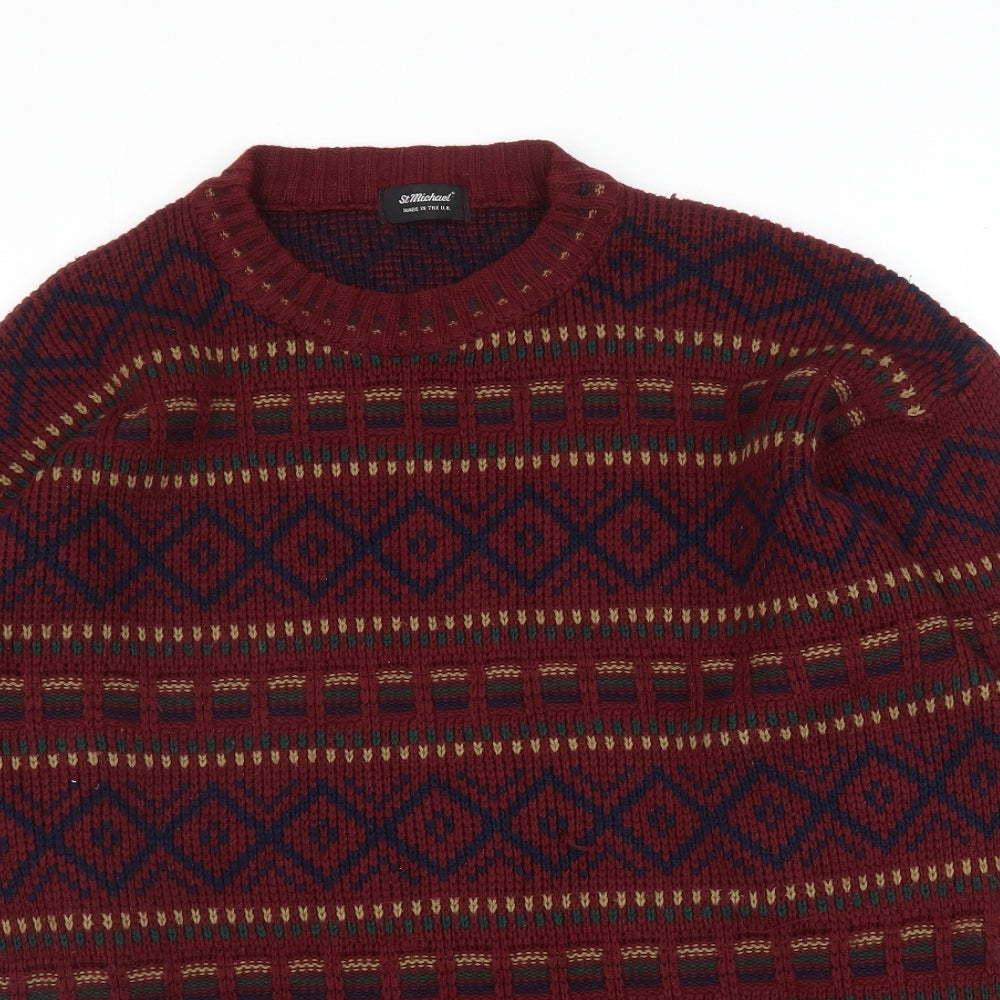 St Michael Mens Purple Argyle/Diamond  Pullover Jumper Size L