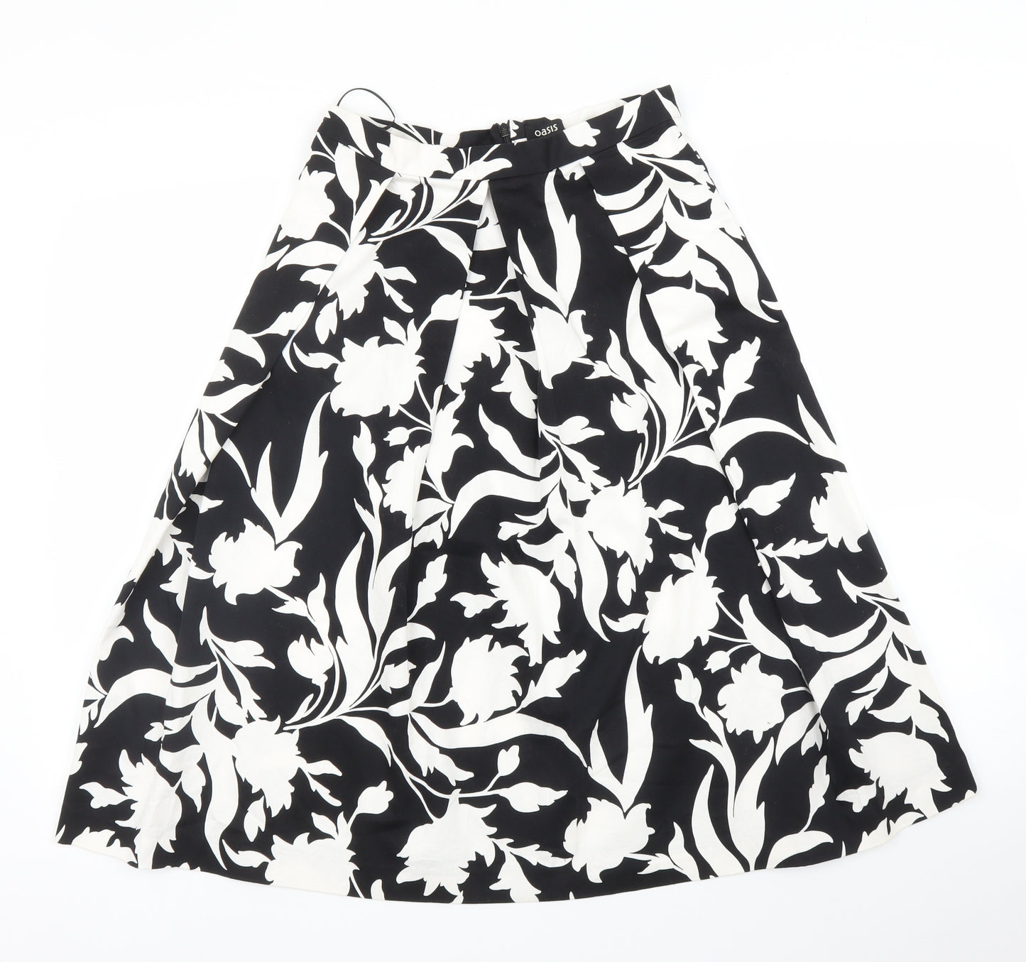 Oasis Womens Black Floral  A-Line Skirt Size 8