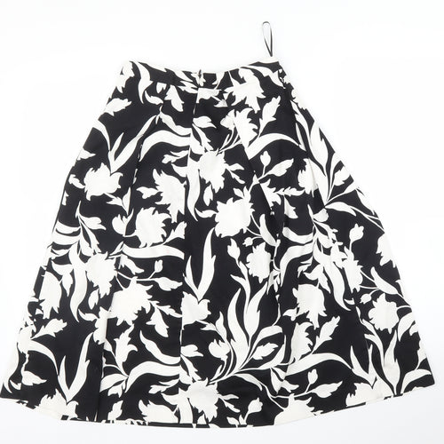 Oasis Womens Black Floral  A-Line Skirt Size 8