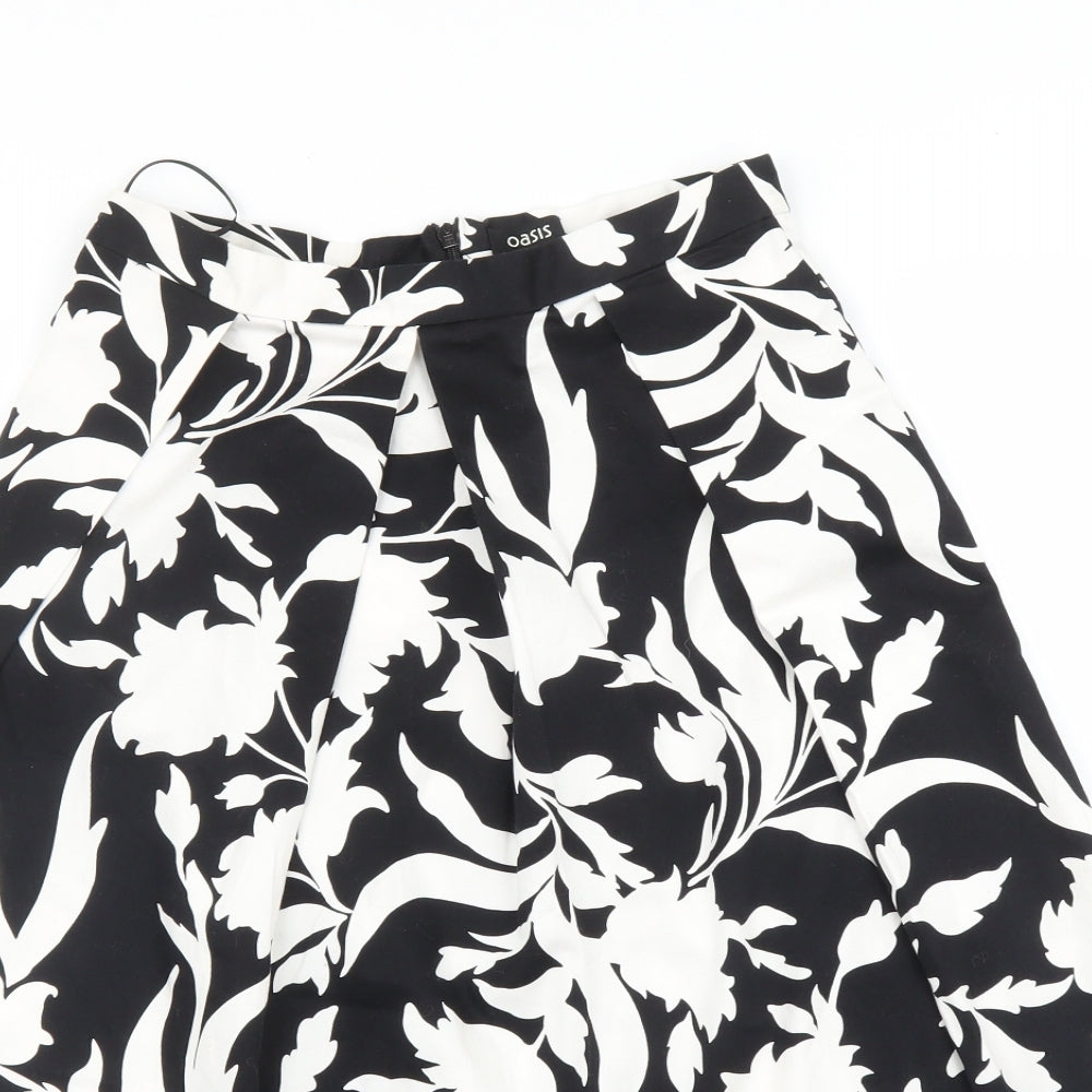 Oasis Womens Black Floral  A-Line Skirt Size 8