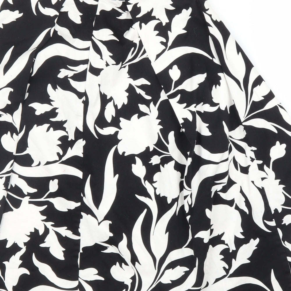 Oasis Womens Black Floral  A-Line Skirt Size 8