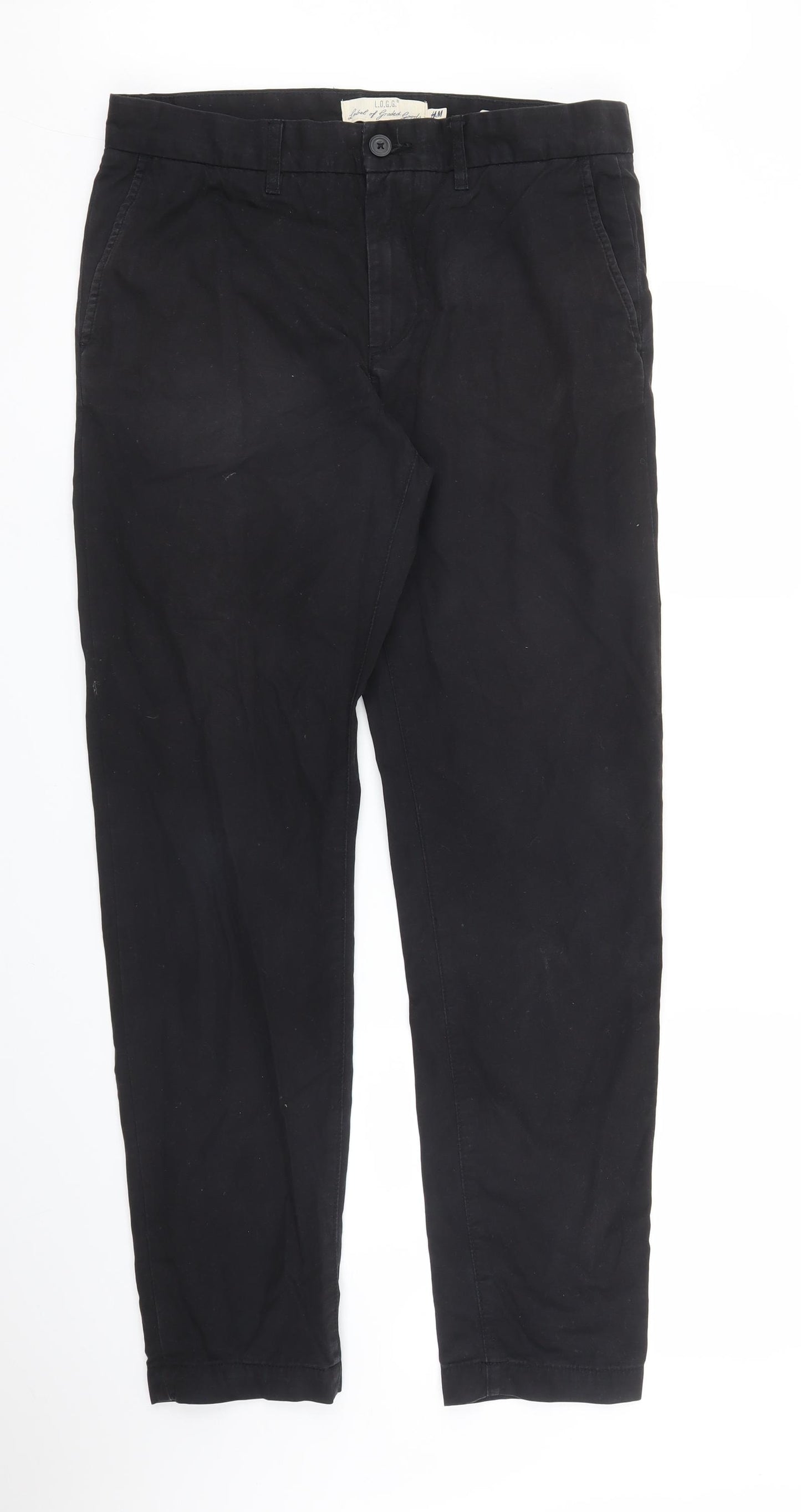 H&M Mens Black   Chino Trousers Size 31 in L30 in