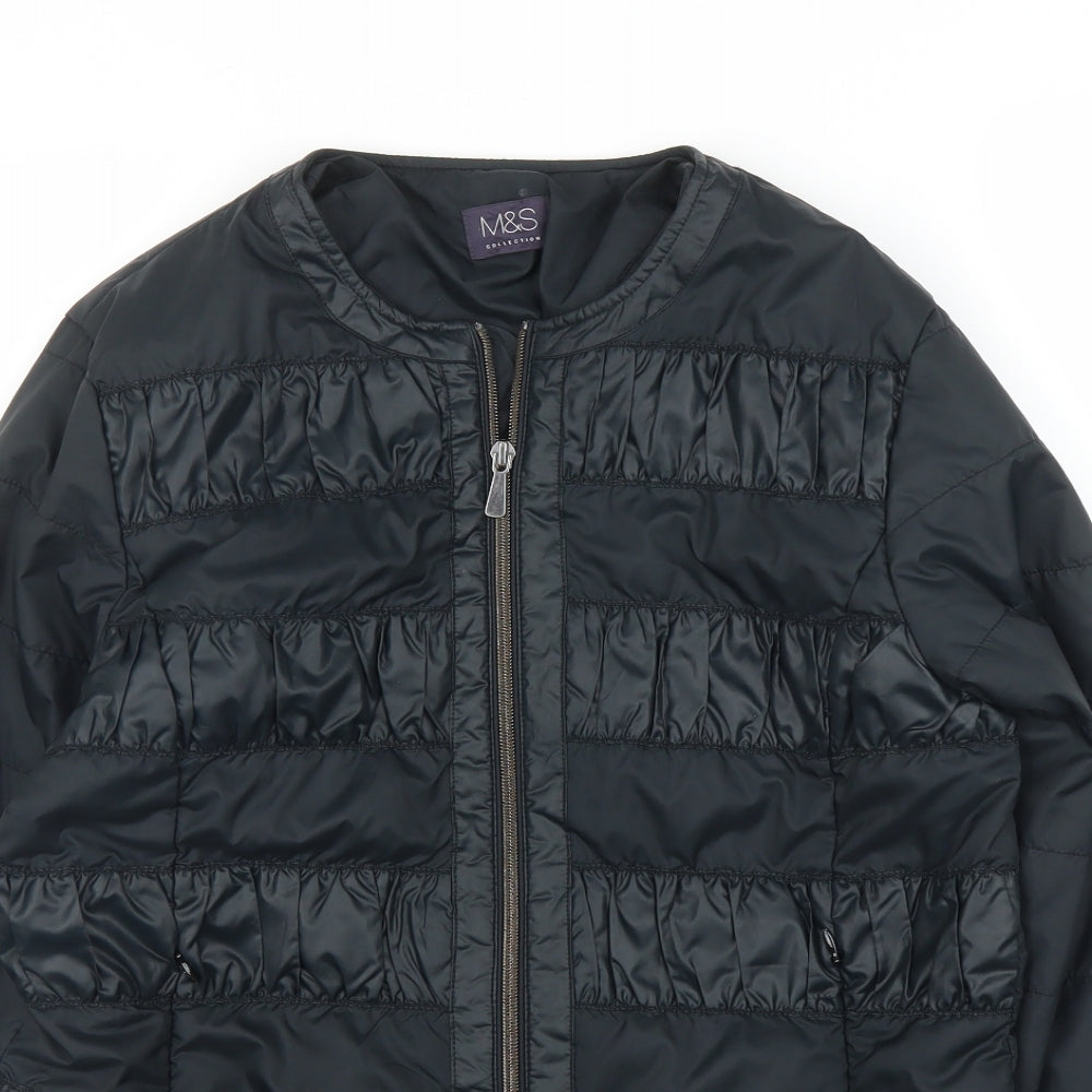 M&S Womens Black   Puffer Jacket Coat Size 12