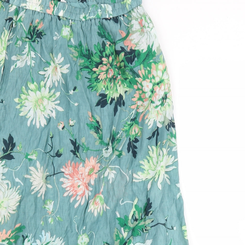H&M Womens Green Floral  A-Line Skirt Size M