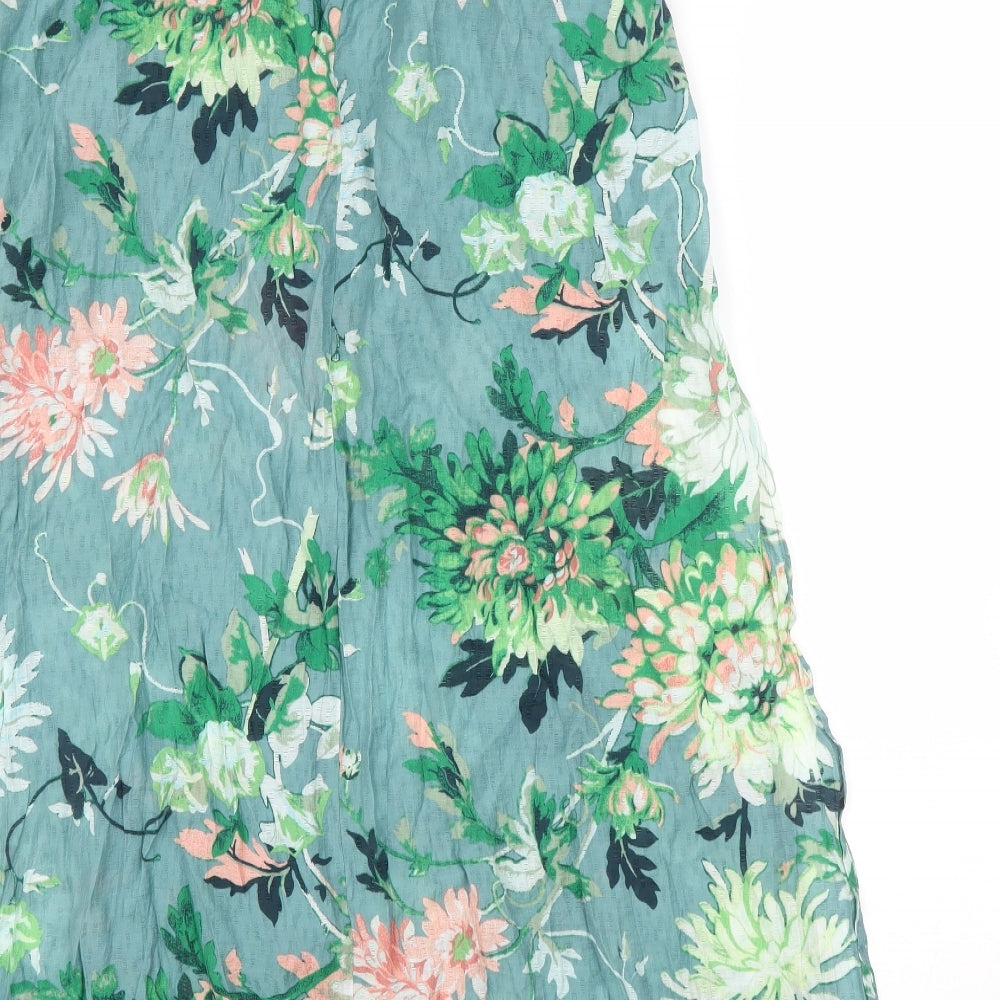 H&M Womens Green Floral  A-Line Skirt Size M