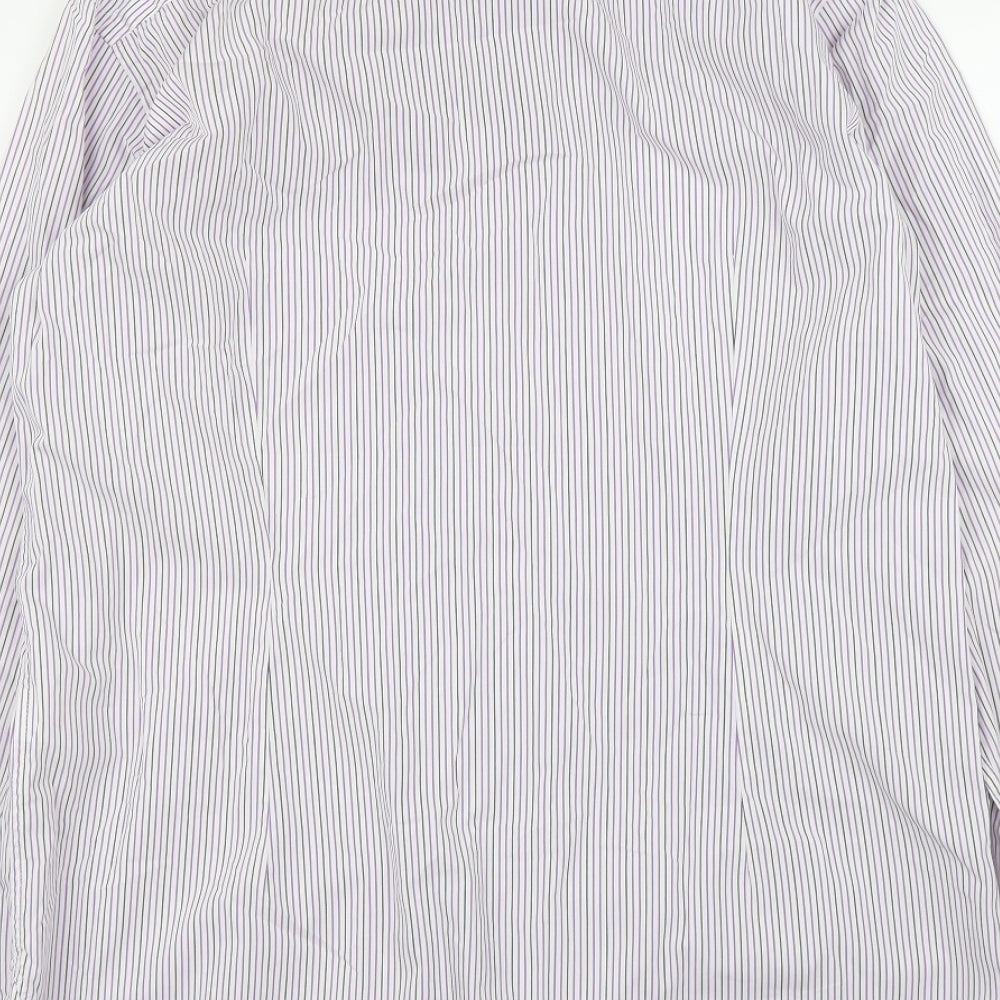 Savoy Taylors Guild Mens Purple Striped   Button-Up Size 15.5