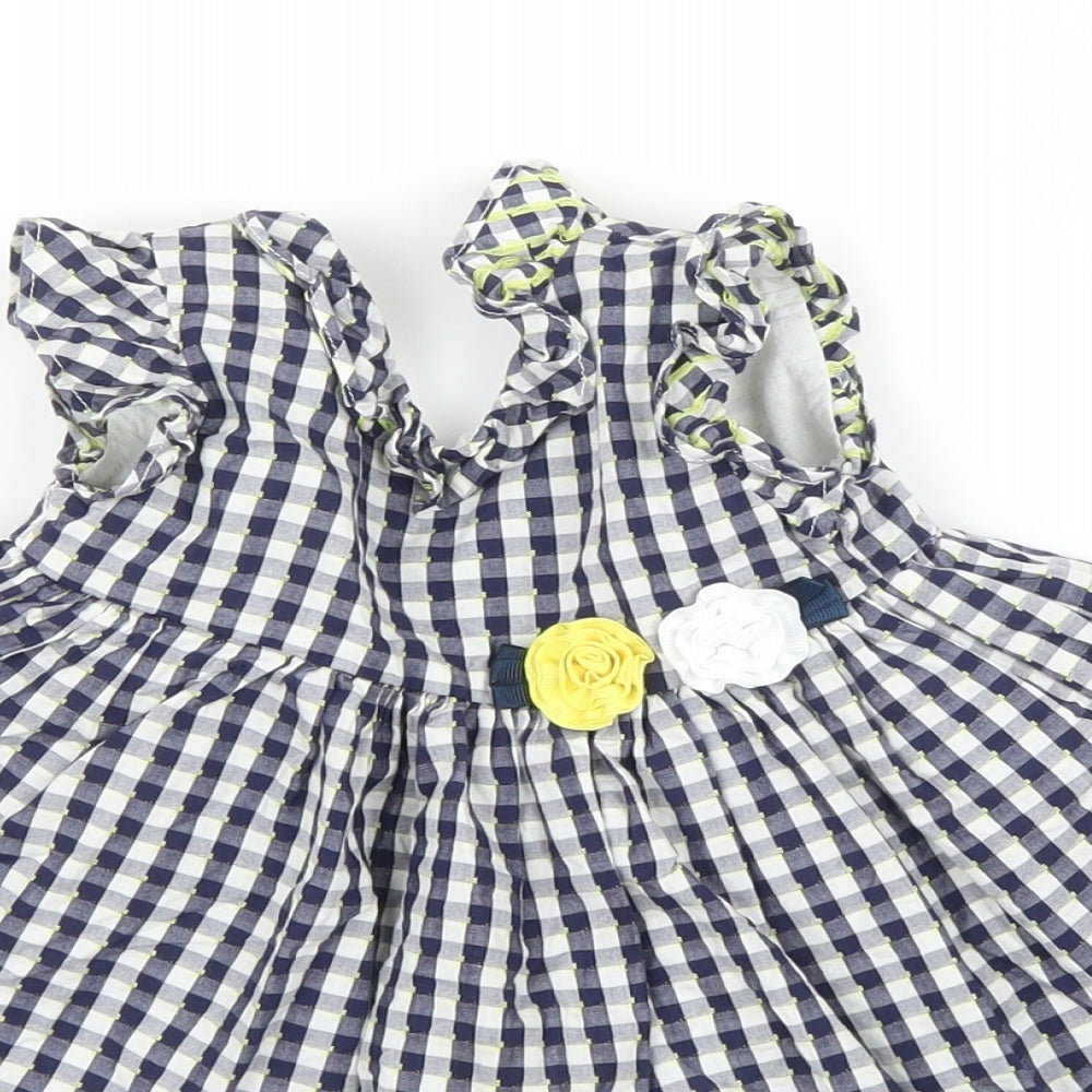 Mayoral Girls Blue Check  A-Line  Size 12 Months