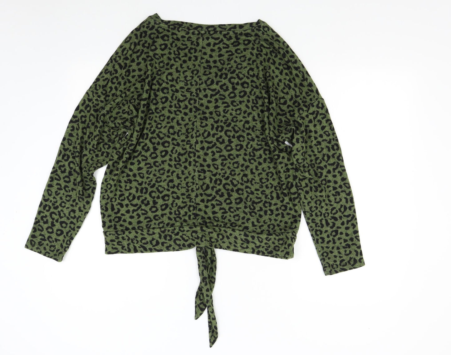 F&F Womens Green Animal Print Knit Pullover Jumper Size 14