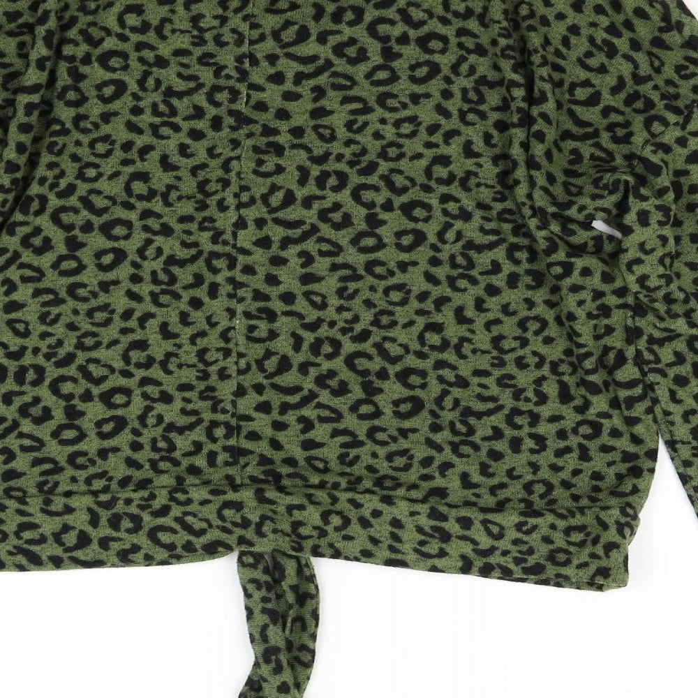 F&F Womens Green Animal Print Knit Pullover Jumper Size 14