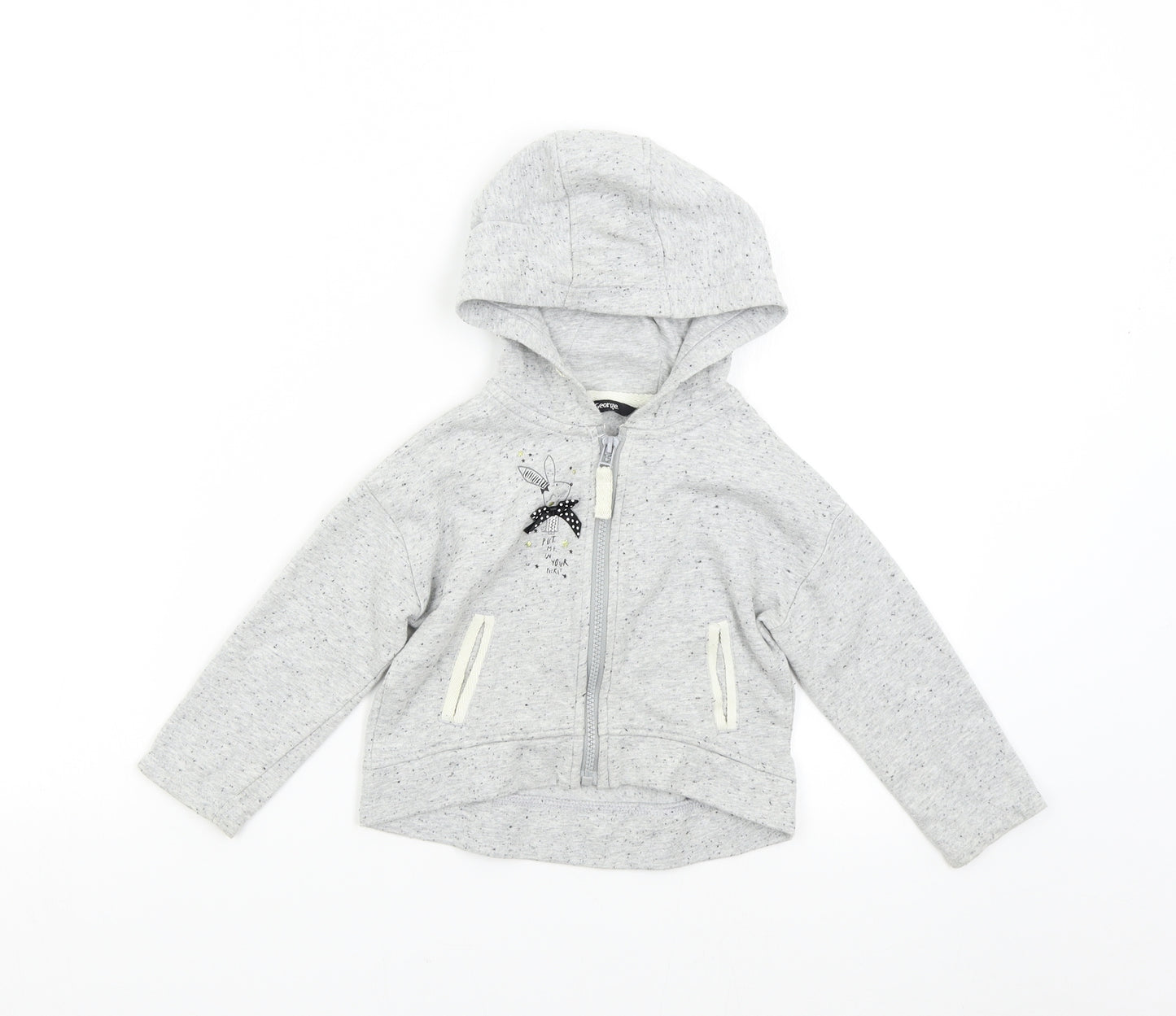George Girls Grey   Full Zip Hoodie Size 2-3 Years