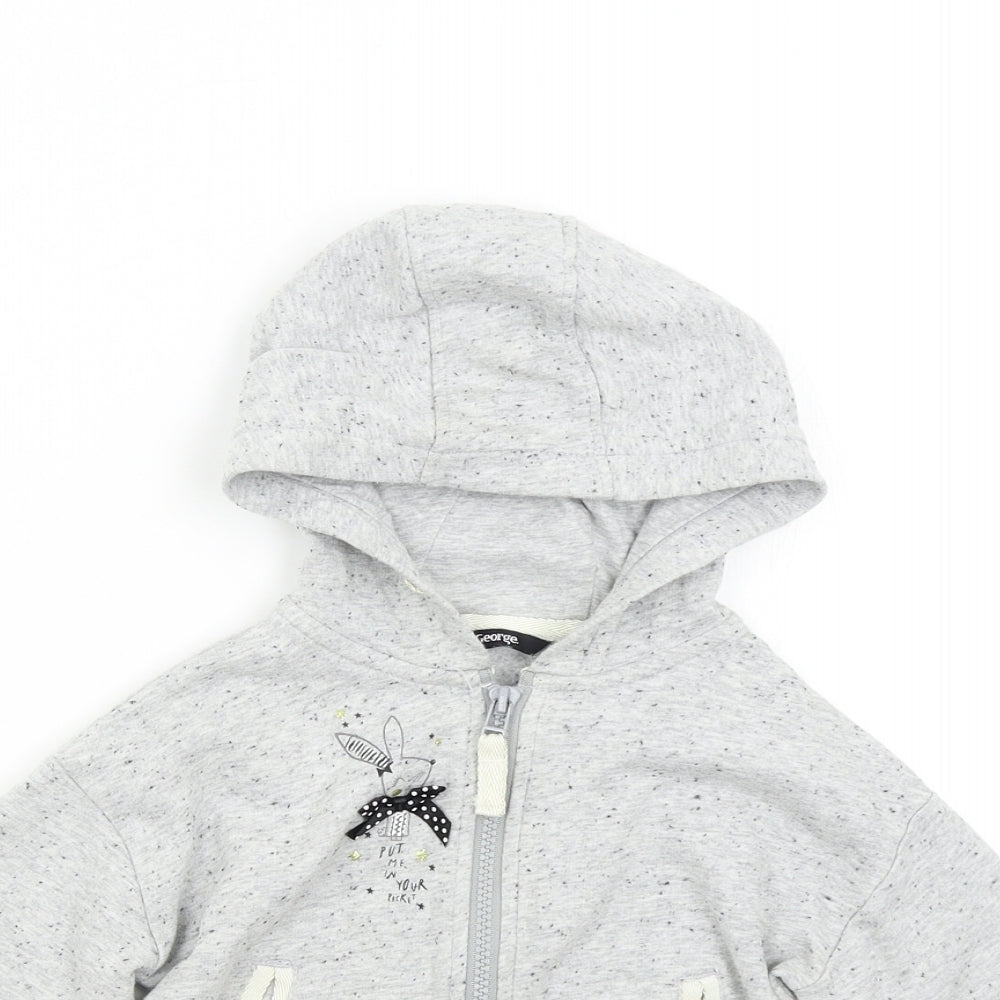 George Girls Grey   Full Zip Hoodie Size 2-3 Years