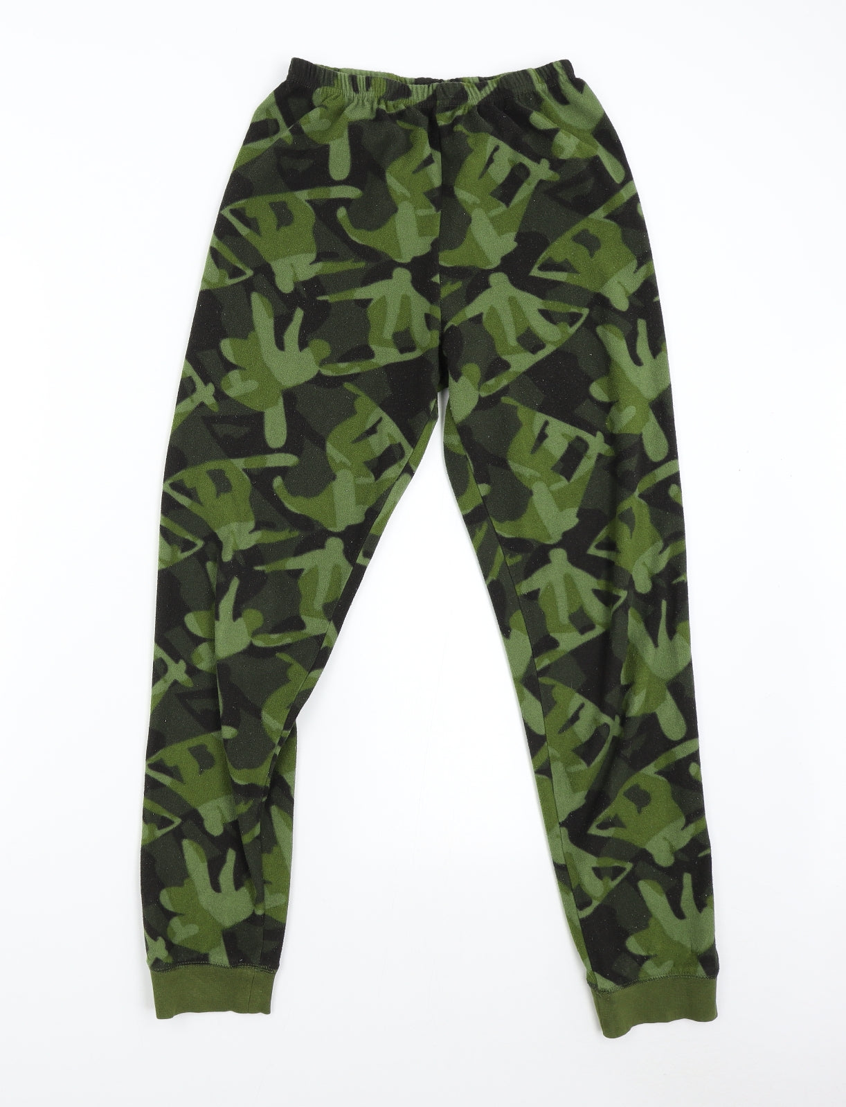 Primark Boys Green Solid Fleece  Pyjama Pants Size 13 Years  - Skate Boarding