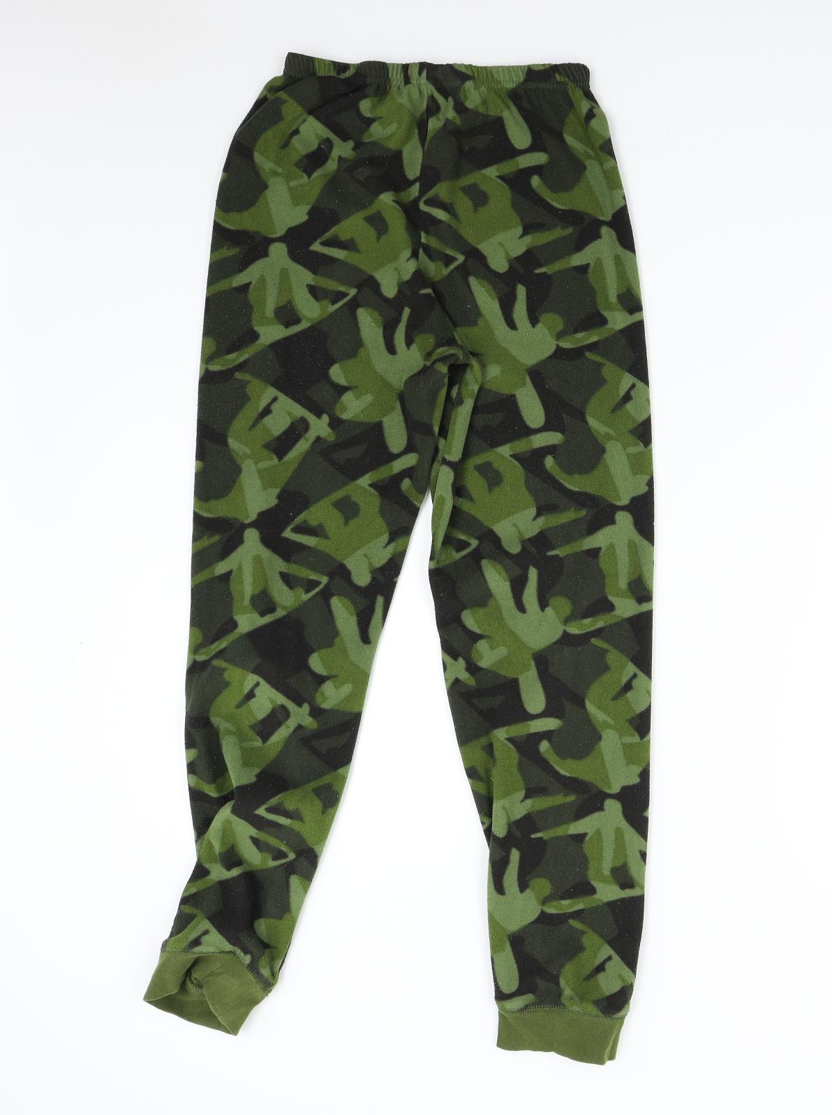 Primark Boys Green Solid Fleece  Pyjama Pants Size 13 Years  - Skate Boarding