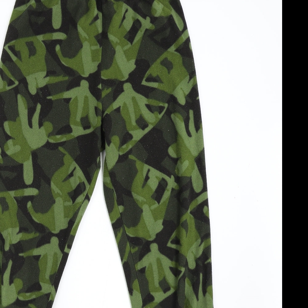 Primark Boys Green Solid Fleece  Pyjama Pants Size 13 Years  - Skate Boarding