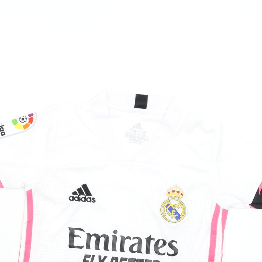 adidas Boys White   Basic T-Shirt Size 5-6 Years  - Real Madrid