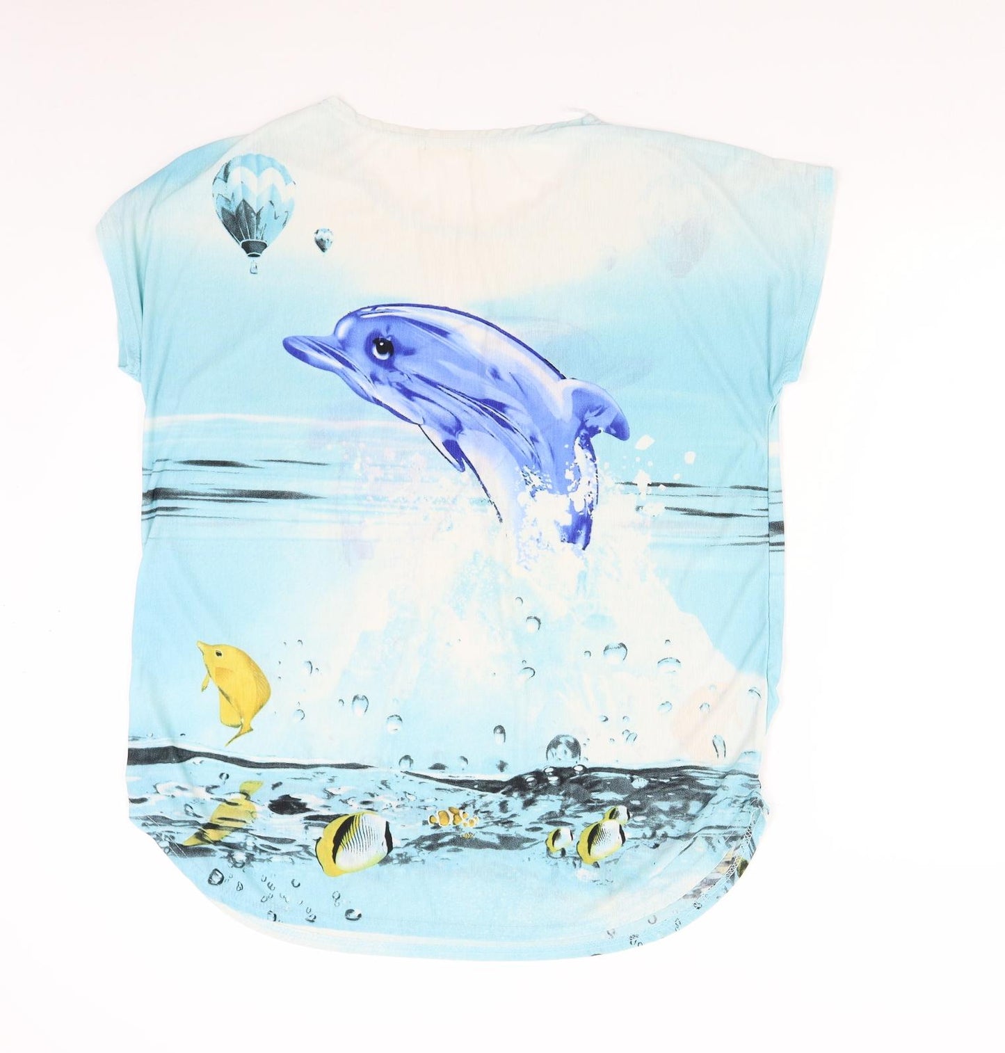 Lin HC Womens Blue   Basic Blouse Size L  - Dolphin