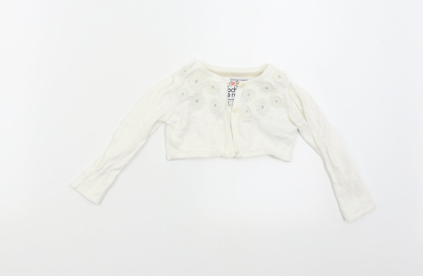 Little Rocha Baby White  Knit Cardigan Jumper Size 18-24 Months