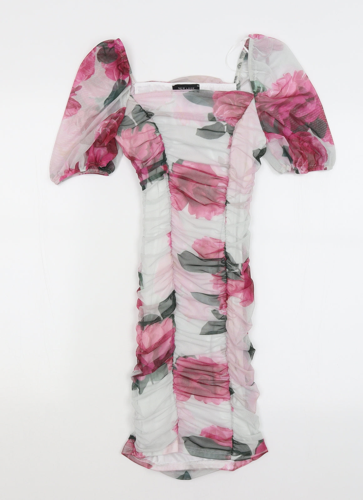 New Look Womens White Floral  Bodycon  Size 8
