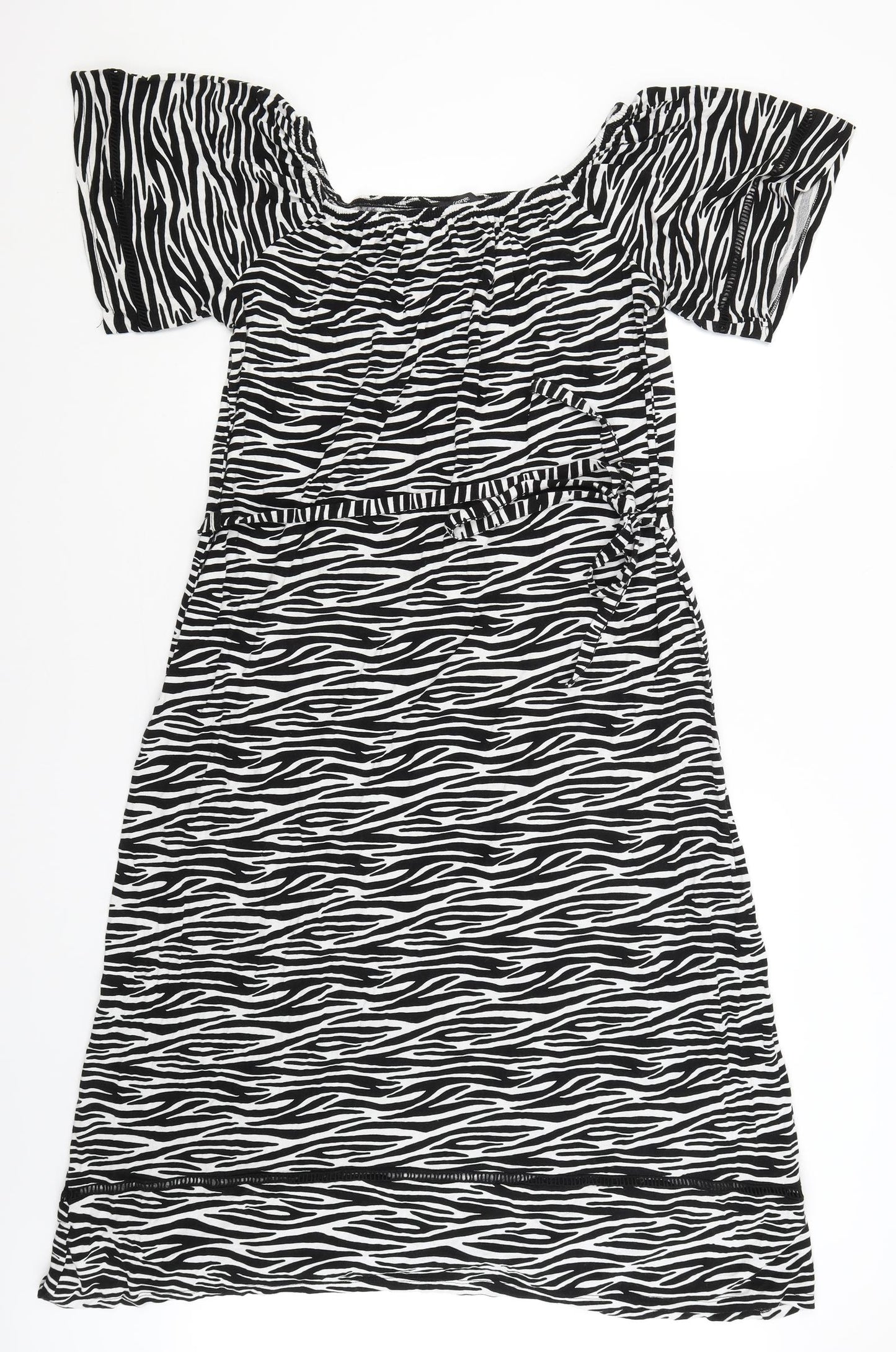 George Womens White Animal Print  A-Line  Size 18