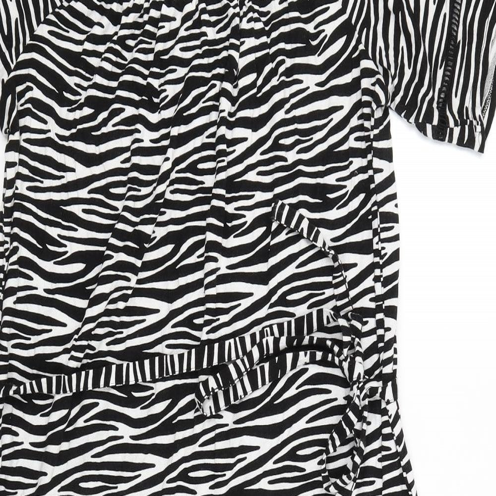 George Womens White Animal Print  A-Line  Size 18