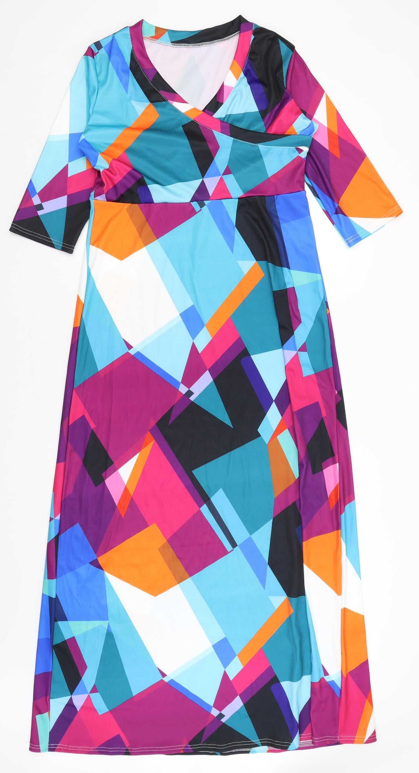 Hao Ohu Womens Purple Geometric  A-Line  Size XL