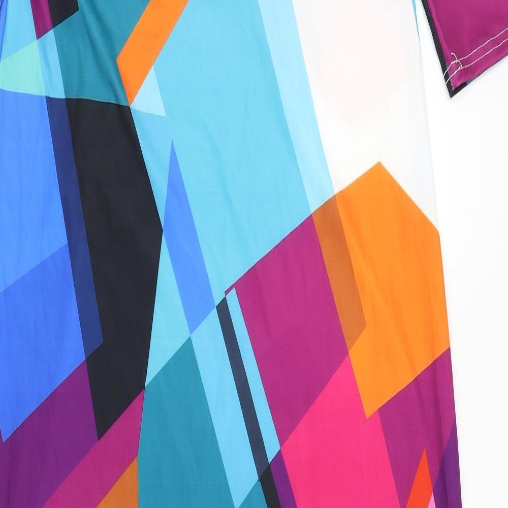 Hao Ohu Womens Purple Geometric  A-Line  Size XL