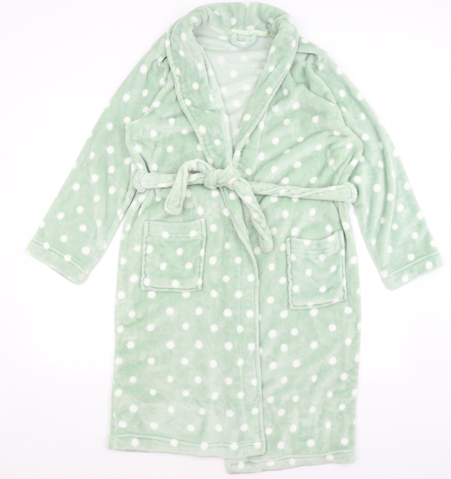 George Womens Green Polka Dot  Kimono Gown Size M