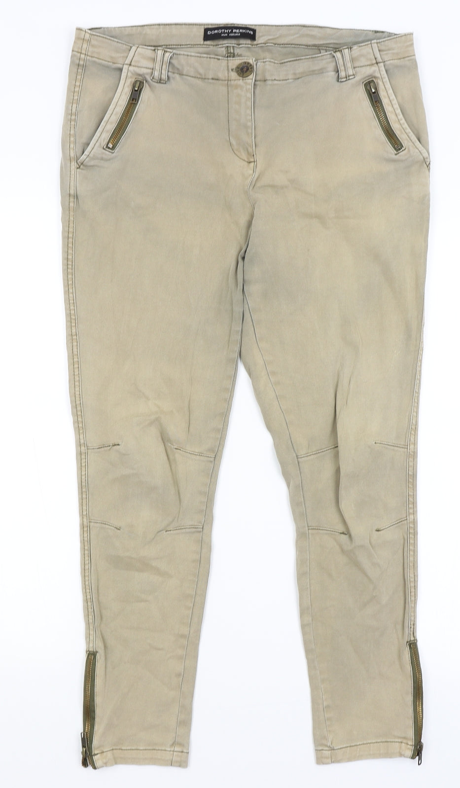 Dorothy Perkins Womens Green   Cropped Trousers Size 14 L25 in