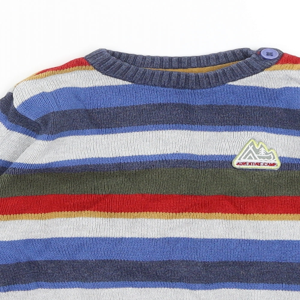 Waitrose Boys Blue Striped  Pullover Jumper Size 4-5 Years