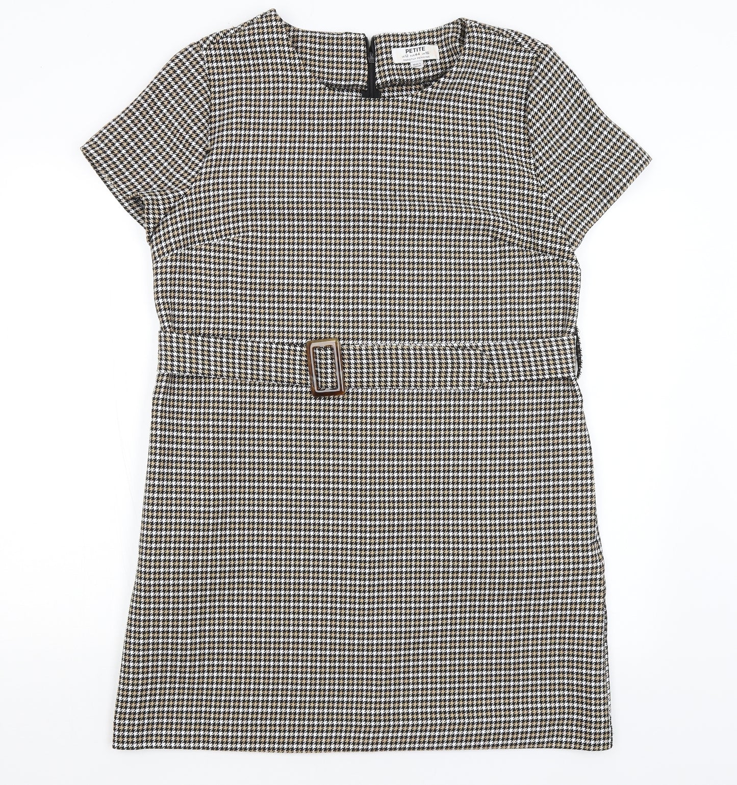 Dorothy Perkins Womens Brown Houndstooth  A-Line  Size 16