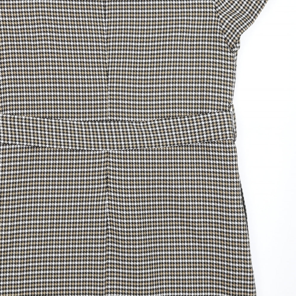 Dorothy Perkins Womens Brown Houndstooth  A-Line  Size 16