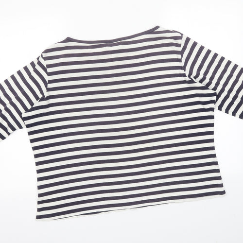 BM Womens Blue Striped  Basic T-Shirt Size L