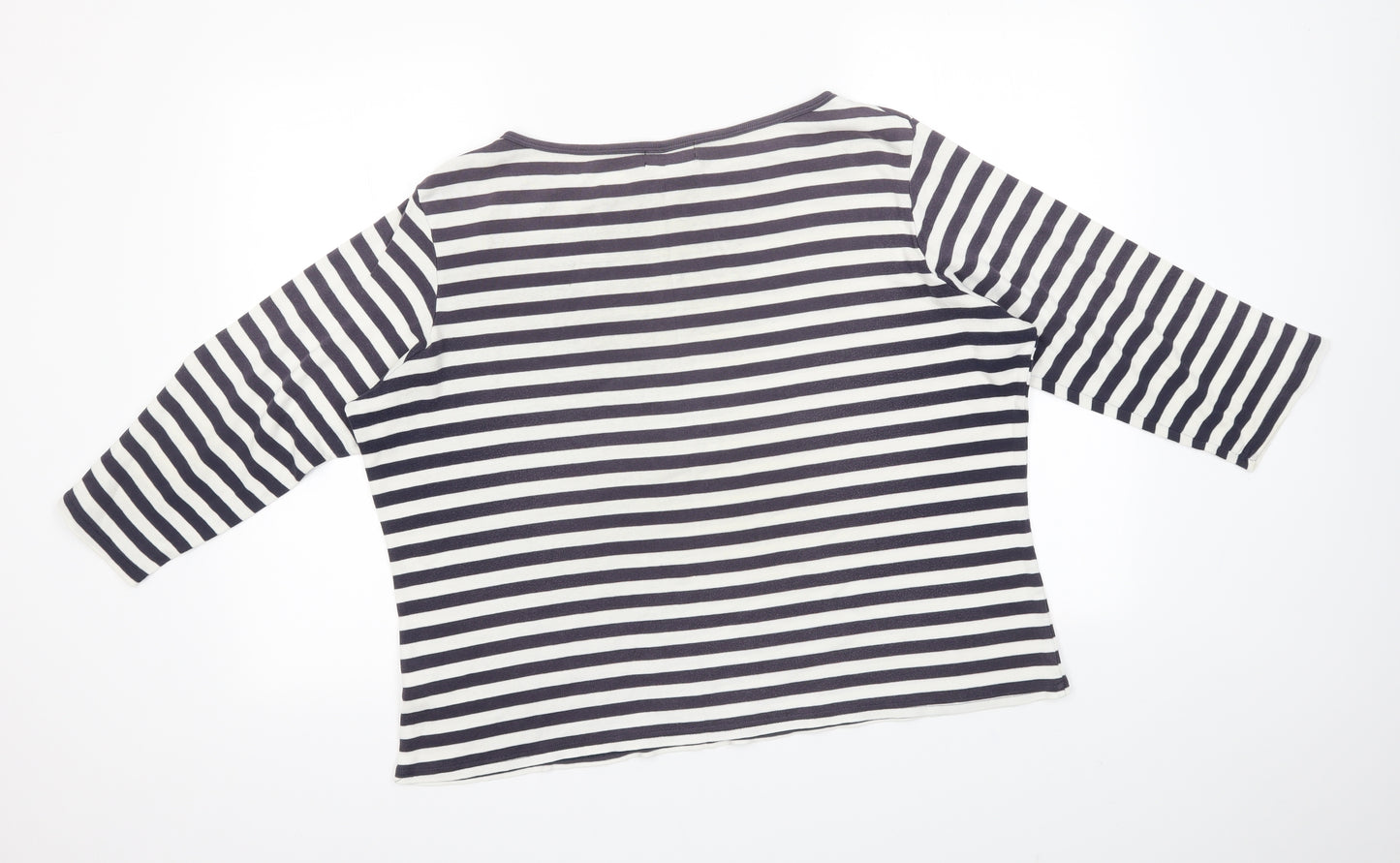 BM Womens Blue Striped  Basic T-Shirt Size L
