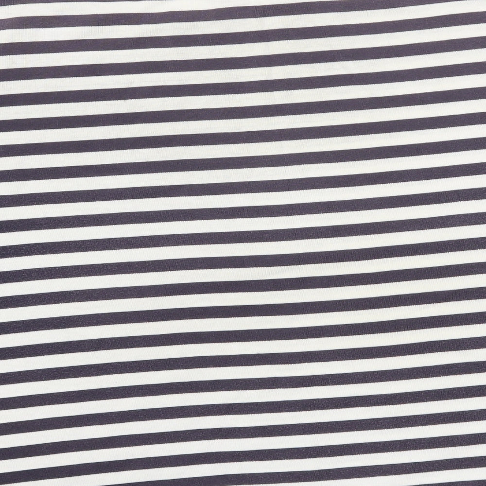 BM Womens Blue Striped  Basic T-Shirt Size L