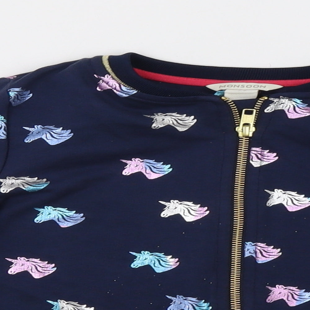 Monsoon Girls Blue Polka Dot  Pullover Sweatshirt Size 7-8 Years