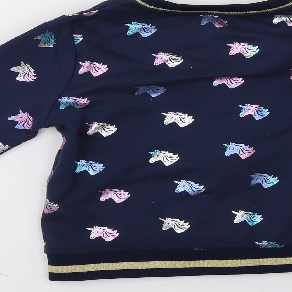 Monsoon Girls Blue Polka Dot  Pullover Sweatshirt Size 7-8 Years