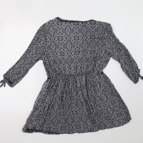 Dorothy Perkins Womens Blue Geometric  A-Line  Size 14