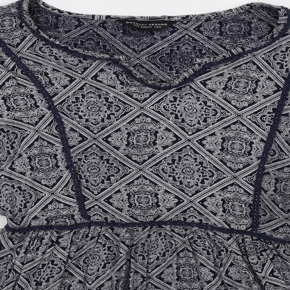 Dorothy Perkins Womens Blue Geometric  A-Line  Size 14