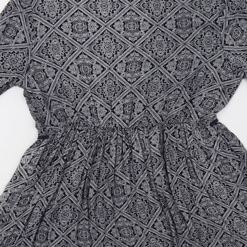 Dorothy Perkins Womens Blue Geometric  A-Line  Size 14