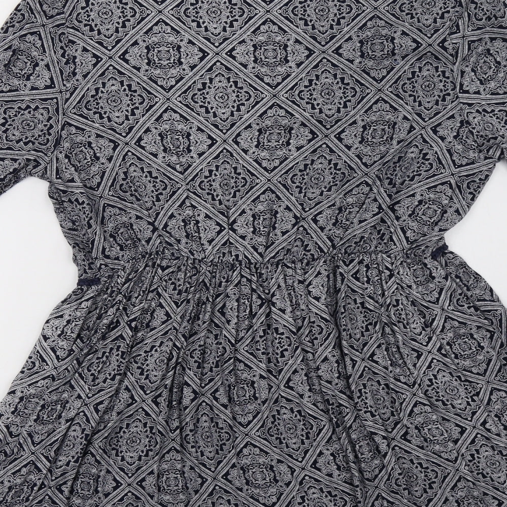 Dorothy Perkins Womens Blue Geometric  A-Line  Size 14