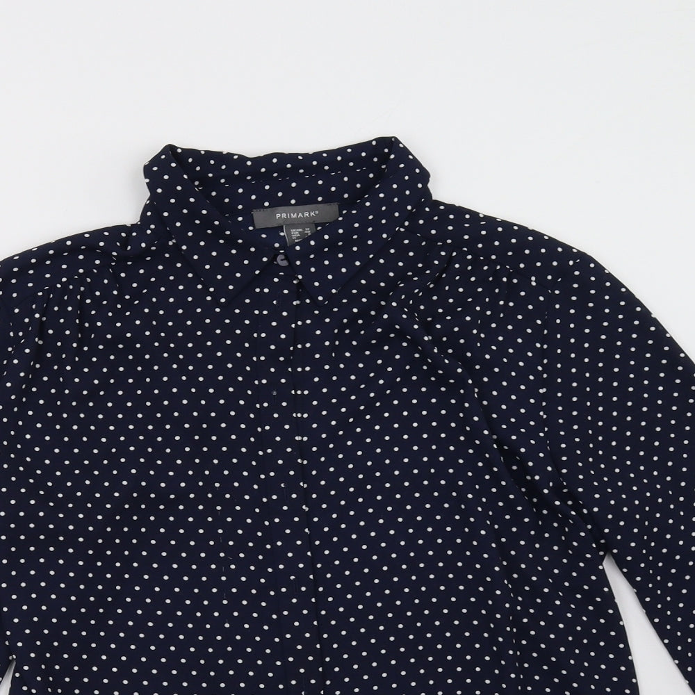 Primark Womens Blue Polka Dot  Basic Button-Up Size 12