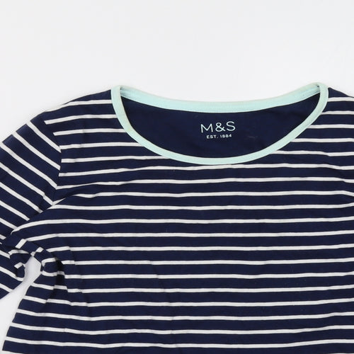 Marks and Spencer Girls Blue Striped  Pullover Sweatshirt Size 14-15 Years
