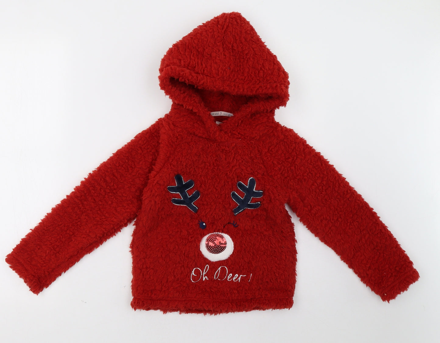 F&F Girls Red   Pullover Hoodie Size 6-7 Years  - christmas