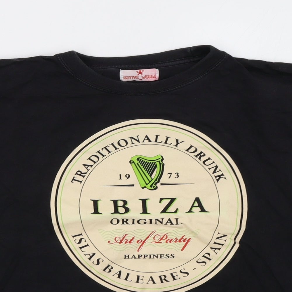 native world Mens Black    T-Shirt Size M