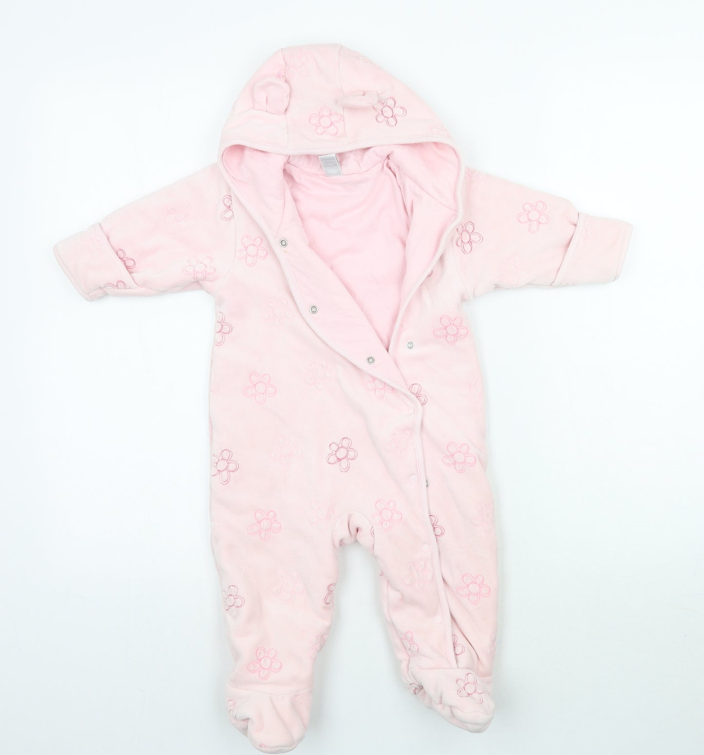 NEXT Girls Pink Floral  Babygrow One-Piece Size 6-9 Months