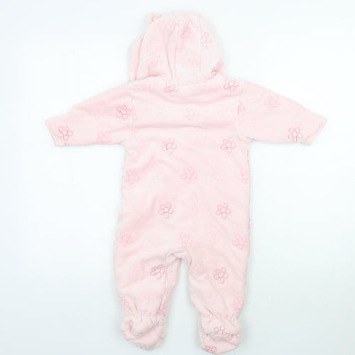 NEXT Girls Pink Floral  Babygrow One-Piece Size 6-9 Months